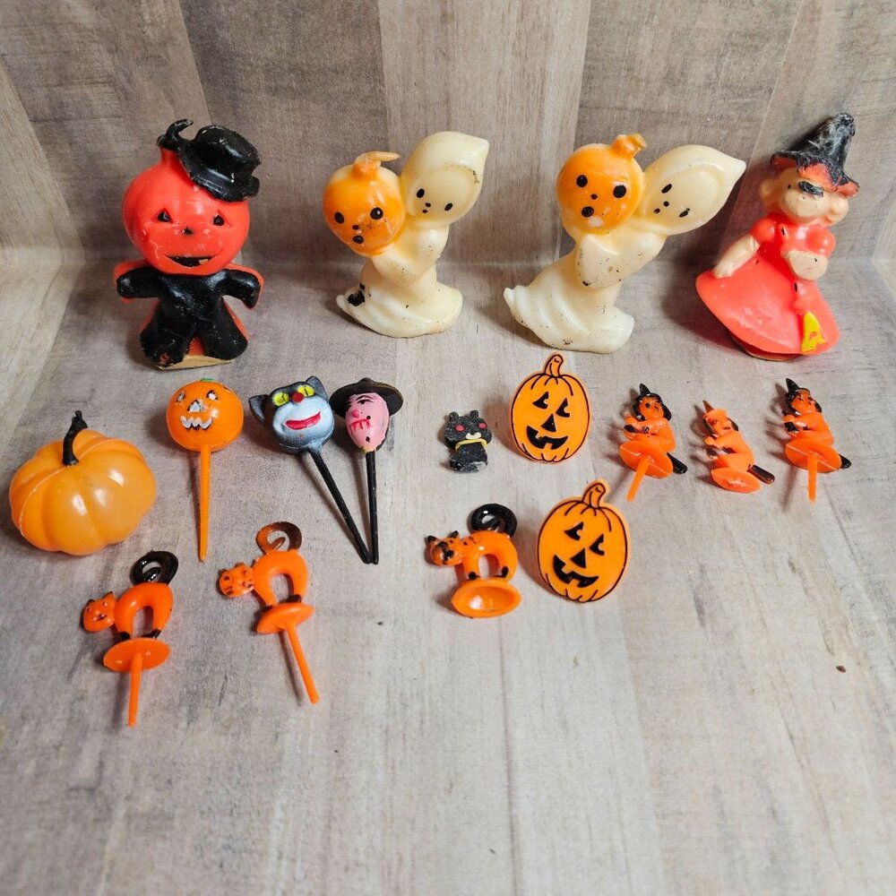 Gurley Other Halloween Vintage Rings Candles Picks Ghost Witch Cat *READ* Damage